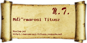 Mármarosi Titusz névjegykártya